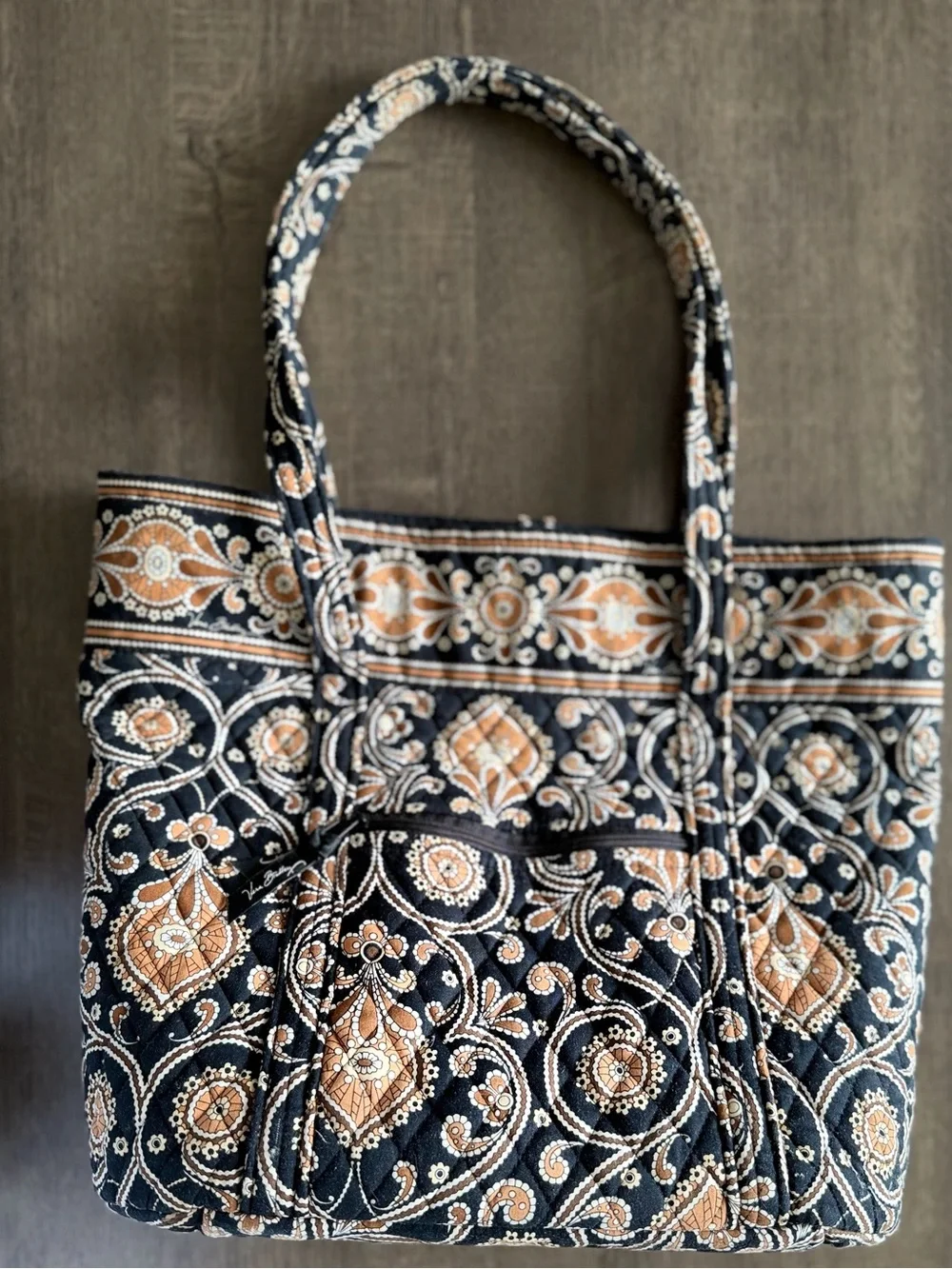 Vera Bradley Quilted Tote Bag in Cafe Latte pattern